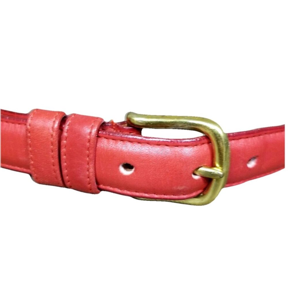 Coach Vtg Red Glove Tanned Leather Belt‎ w Brass Buckle Sz 32 Classic NYC - Picture 2 of 5